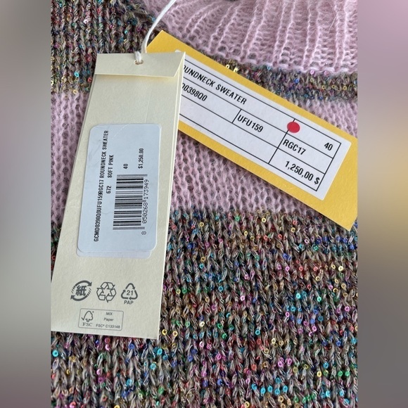 Marni women mohair wool blend pink striped sweater NWT S - Picture 7 of 10